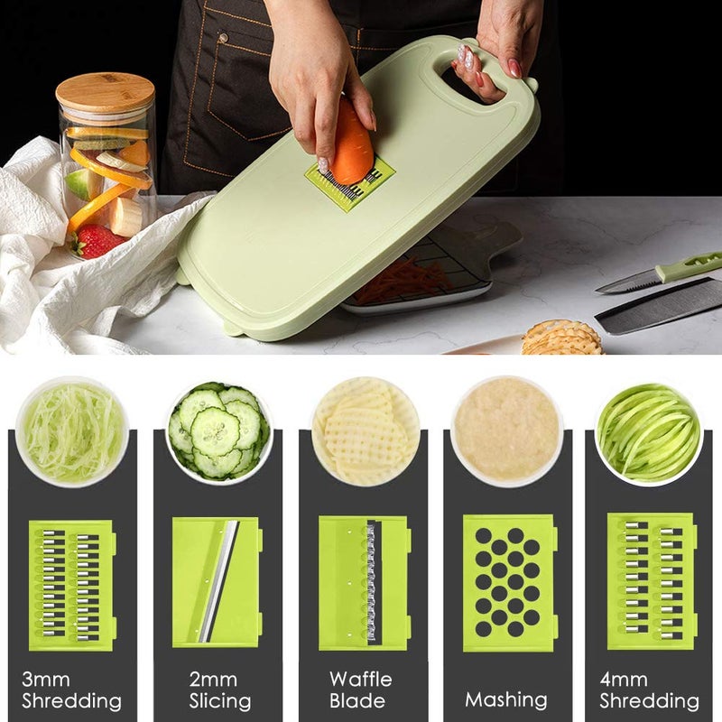 Gintan Camping Cutting Board  9-in-1 Collapsible Chopping Board with Colander  Gifts for Campers Happy Camper Camping Accessories for RV Campers(Blue Green) - Image 4